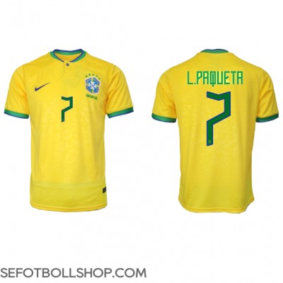 Billiga Brasilien Lucas Paqueta #7 Hemma fotbollskläder VM 2022 Kortärmad